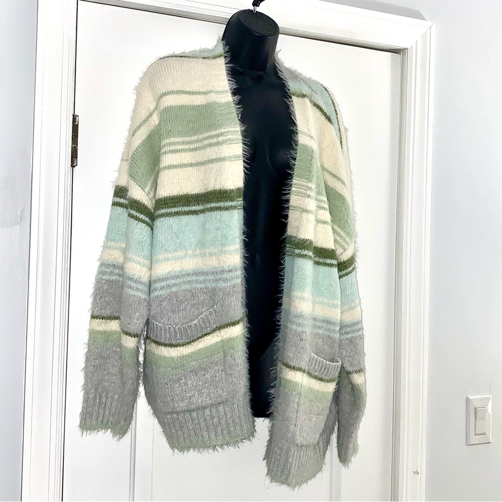American Eagle Outfitters Fuzzy Stripped Cardigan - Picture 6 of 10